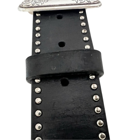 Brighton Western belt black silver studded size 32 Excellent pre-loved - Picture 12 of 15